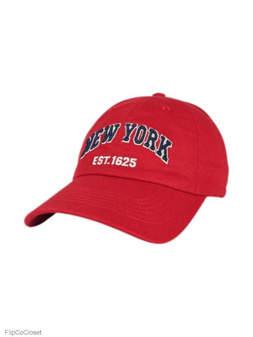 100% Cotton Dad Hat Adjustable Buckle Red Embroidered Cap